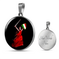 Italian Woman Warrior with Circle Pendant Necklace