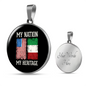 Italian My Nation My Heritage With Circle Pendant Necklace