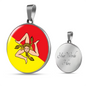 Sicilian Flag With Circle Pendant Necklace