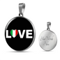 Italian Love With Black Circle Pendant Necklace