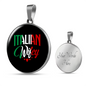 Italian Wifey With Circle Pendant Necklace