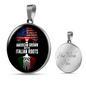 American Grown with Italian Roots with Circle Pendant Necklace