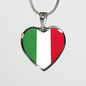 Italian Flag with Heart Pendant Necklace