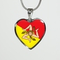 Sicilian Flag with Heart Pendant Necklace