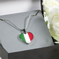 Italian Flag with Heart Pendant Necklace