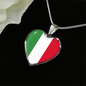 Italian Flag with Heart Pendant Necklace