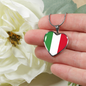 Italian Flag with Heart Pendant Necklace