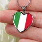 Italian Flag with Heart Pendant Necklace