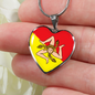 Sicilian Flag with Heart Pendant Necklace