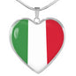 Italian Flag with Heart Pendant Necklace in Gold & Stainless Steel