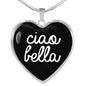 Ciao Bella with Black Heart Pendant Necklace in Gold & Stainless Steel