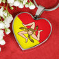 Sicilian Flag with Heart Pendant Necklace