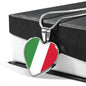 Italian Flag with Heart Pendant Necklace