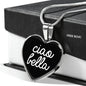 Ciao Bella with Black Heart Pendant Necklace in Gold & Stainless Steel