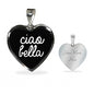 Ciao Bella with Black Heart Pendant Necklace in Gold & Stainless Steel
