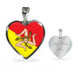 Sicilian Flag with Heart Pendant Necklace in Gold & Stainless Steel