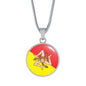 Sicilian Flag With Circle Pendant Necklace