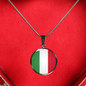 Italian Flag With Circle Pendant Necklace