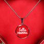 Bella Mamma with Red Circle Pendant Necklace