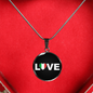 Italian Love With Black Circle Pendant Necklace