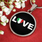 Italian Love With Black Circle Pendant Necklace