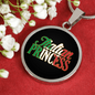 Italian Princess With Black Circle Pendant Necklace