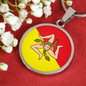 Sicilian Flag With Circle Pendant Necklace