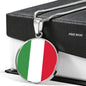 Italian Flag With Circle Pendant Necklace in Gold & Stainless Steel