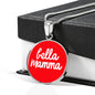 Bella Mamma with Red Circle Pendant Necklace