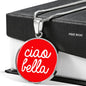 Ciao Bella with Red Circle Pendant Necklace in Gold & Stainless Steel