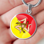 Sicilian Flag With Circle Pendant Necklace