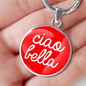 Ciao Bella with Red Circle Pendant Necklace