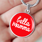 Bella Mamma with Red Circle Pendant Necklace