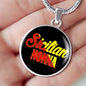Sicilian Nonna With Black Circle Pendant Necklace