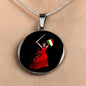 Italian Woman Warrior with Circle Pendant Necklace