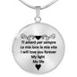 I Will Love You Forever with Transparent Circle Pendant Necklace in Gold & Stainless Steel