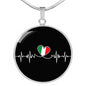 Italian Lifeline With Circle Pendant Necklace in Gold & Stainless Steel