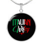 Italian Wifey With Circle Pendant Necklace in Gold & Stainless Steel