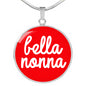 Bella Nonna with Red Circle Pendant Necklace in Gold & Stainless Steel