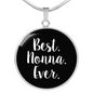 Best Nonna Ever With Black Circle Pendant Necklace in Gold & Stainless Steel