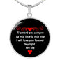I Will Love You Forever Red with Circle Pendant Necklace in Gold & Stainless Steel