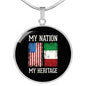 Italian My Nation My Heritage With Circle Pendant Necklace in Gold & Stainless Steel