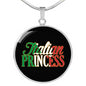 Italian Princess With Black Circle Pendant Necklace in Gold & Stainless Steel