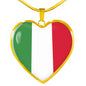 Italian Flag with Heart Pendant Necklace in Gold & Stainless Steel