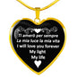 I Will Love You Forever with Heart Pendant Necklace in Gold & Stainless Steel