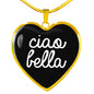 Ciao Bella with Black Heart Pendant Necklace in Gold & Stainless Steel