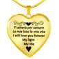 I Will Love You Forever with Transparent Heart Pendant Necklace in Gold & Stainless Steel