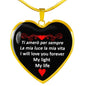 I Will Love You Forever in Red Heart Pendant Necklace in Gold & Stainless Steel