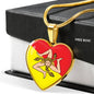 Sicilian Flag with Heart Pendant Necklace in Gold & Stainless Steel