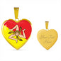 Sicilian Flag with Heart Pendant Necklace in Gold & Stainless Steel